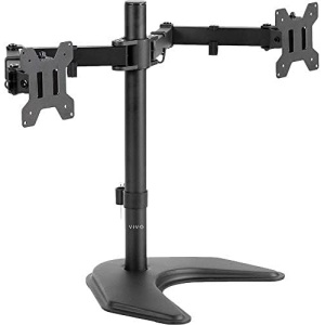 VIVO STAND-V002F Dual LED LCD Monitor Free-Standing Desk Stand for 2 Screens up