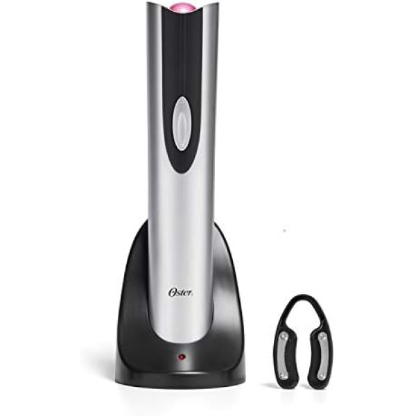 Oster Electric Wine Opener and Foil Cutter Kit with CorkScrew and Charging Base