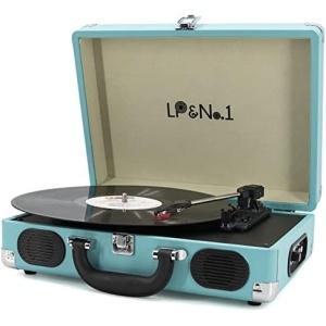LP&No.1 Portable Suitcase Turntable with Stereo Speaker,3 Speeds Belt-Drive