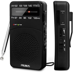 PRUNUS J-166 Portable Radio AM FM, Battery Operated with Tuning Light, Back