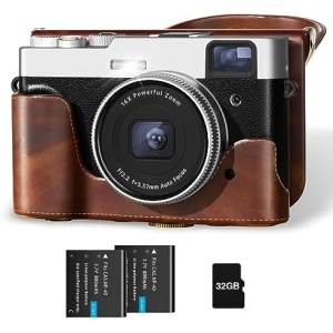 Upgraded 4K Digital Camera with Leather Case, 48MP Vlogging Cameras