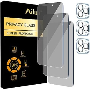 Ailun 3Pack Privacy Screen Protector for iPhone 15 Pro [6.1 inch]+3Pack Camera